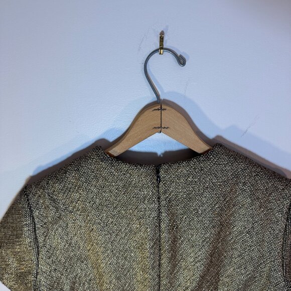 Michael Kors Womens Sheath tweed Dress Tan Metallic Pockets Short Sleeve - Sz 4 - Picture 7 of 9